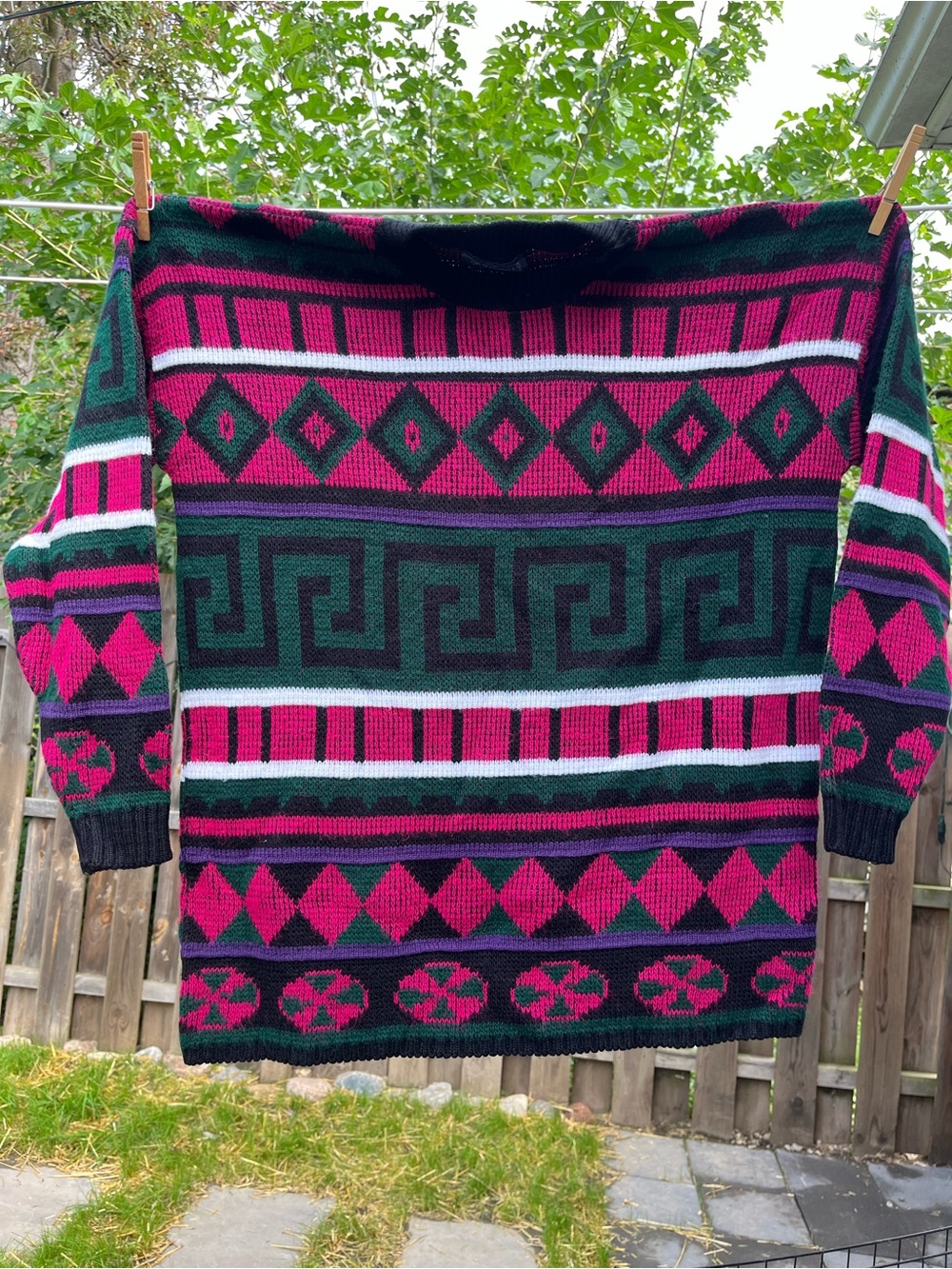 LaVenture vintage knit sweater, L, retro 80s 90s geometric Made in USA